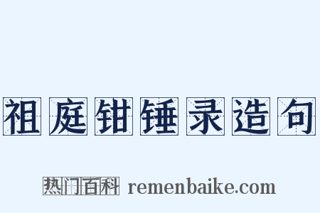 祖庭钳锤录造句是什么意思的图片